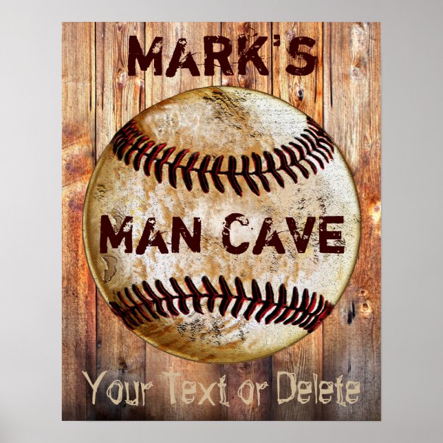 PERSONALIZED Vintage Baseball Man Cave Posters (Front)