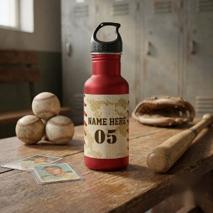 Personalized Vintage Baseball Name Number Retro 532 Ml Water Bottle