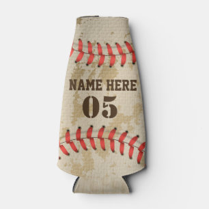 Personalized Vintage Baseball Name Number Retro Bottle Cooler