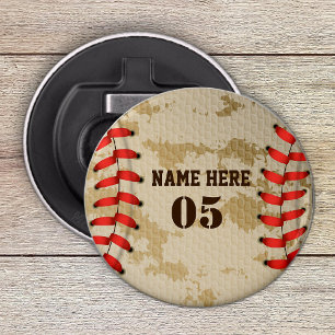 Personalized Vintage Baseball Name Number Retro Bottle Opener