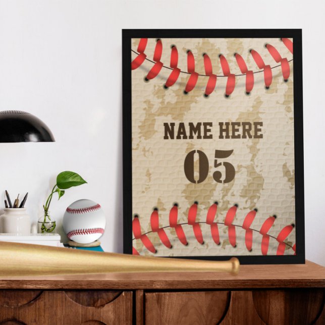 Personalized Vintage Baseball Name Number Retro Poster (Creator Uploaded)