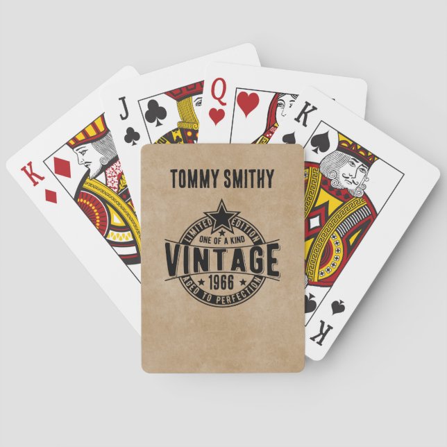 Personalized Vintage Birthday Playing Cards (Back)