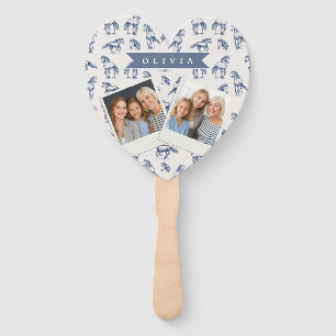 Personalized Vintage Blue Horse Classic Country Hand Fan