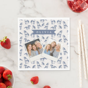 Personalized Vintage Blue Horse Classic Country Napkin