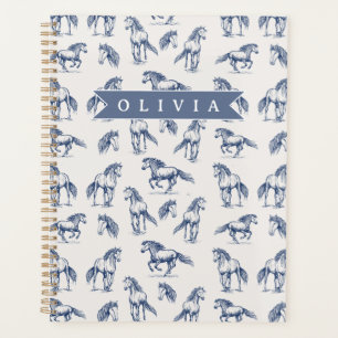 Personalized Vintage Blue Horse Classic Country Planner