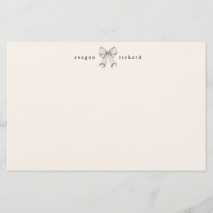 Personalized Vintage Bow Stationery Note Card