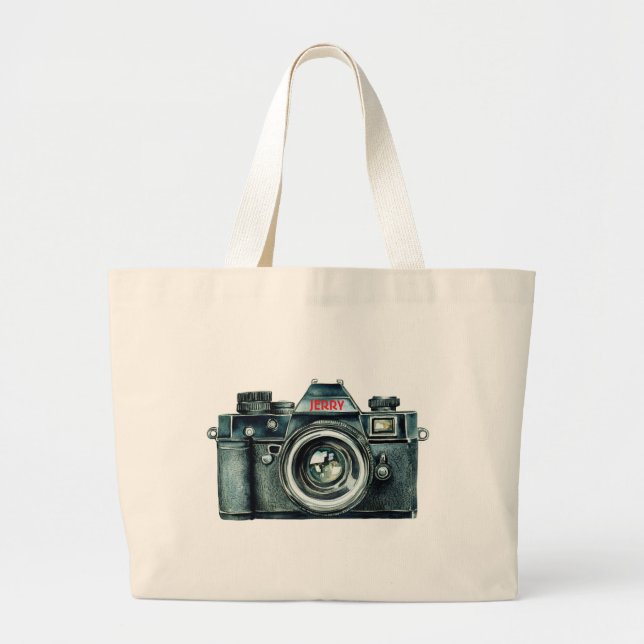 Personalized Vintage Camera Tote Bag (Front)