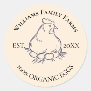 Personalized vintage chicken farm classic round sticker