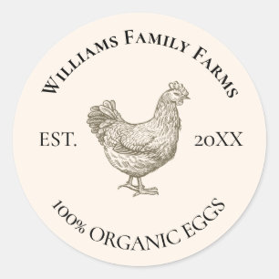 Personalized vintage chicken farm classic round sticker
