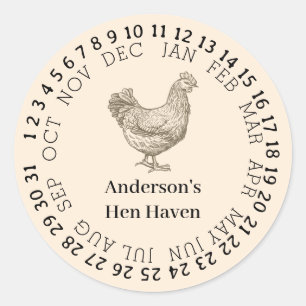 Personalized vintage chicken farm classic round sticker