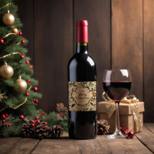 Personalized Vintage Christmas Wine Label
