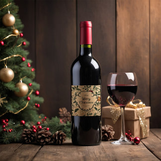 Personalized Vintage Christmas Wine Label