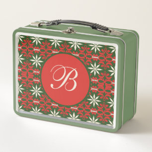 Personalized Vintage Christmas/winter patterned  M Metal Lunch Box
