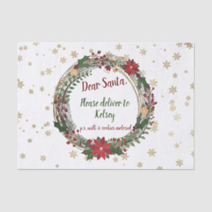 Personalized Vintage Christmas Wreath Tissue Paper