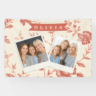 Personalized vintage delicate floral toile design banner