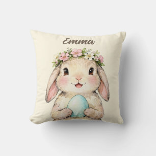 Personalized Vintage Easter Bunny with Egg Cushion