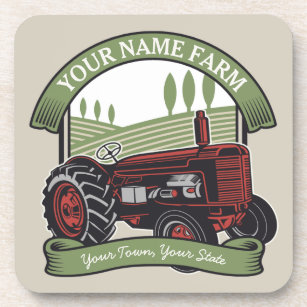 Personalized Vintage Farm Tractor Country Farmer  Coaster