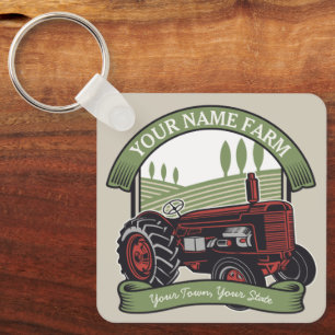 Personalized Vintage Farm Tractor Country Farmer  Key Ring