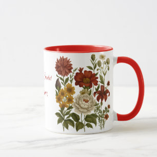 Personalized Vintage Floral Mug, Custom Name Gift Mug