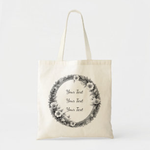 Personalized Vintage Floral Wreath Tote