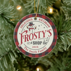 Personalized Vintage Frosty's Ice Cream Ceramic Ornament