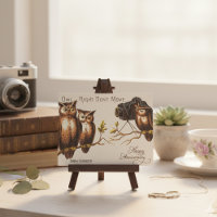 PERSONALIZED VINTAGE FUNNY OWLS HAPPY ANNIVERSARY