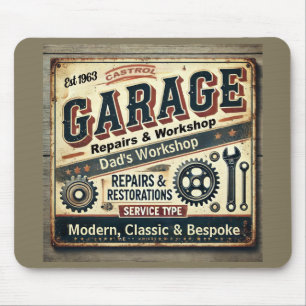 Personalized Vintage Garage Mousepad