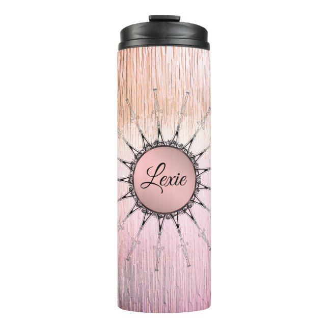 Personalized Vintage Mandala on Frosted Pink Thermal Tumbler (Front)