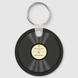 Personalized Vintage Microphone Vinyl Record Key Ring