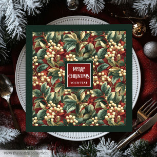 Personalized vintage napkins in trendy red tones