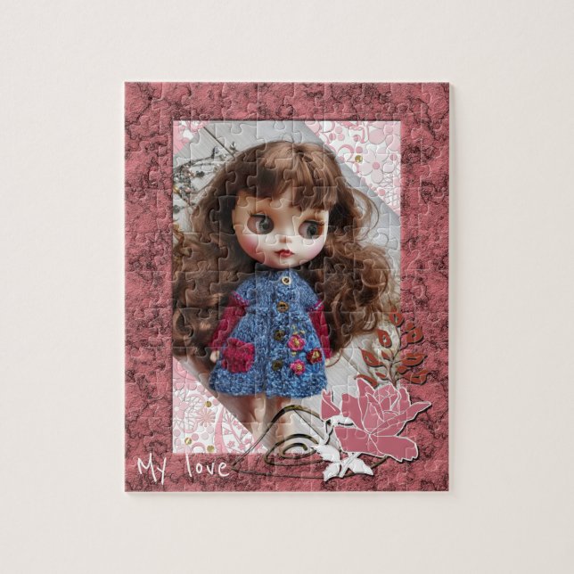 Personalized, vintage photo frame jigsaw puzzle (Vertical)