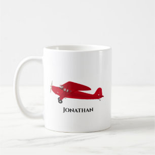 Personalized Vintage Red Airplane Coffee Cups Mugs