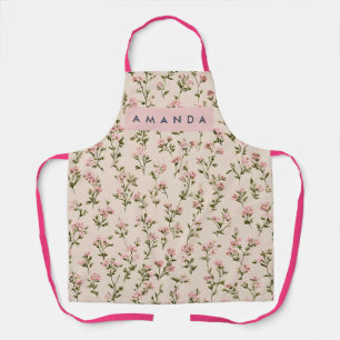 Personalized Vintage Soft Blush Wildflower Apron