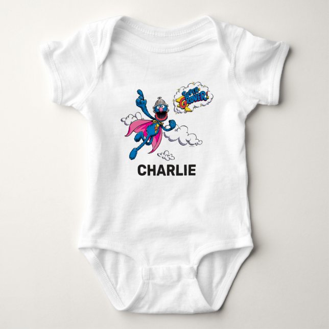 Personalized Vintage Super Grover Baby Bodysuit (Front)