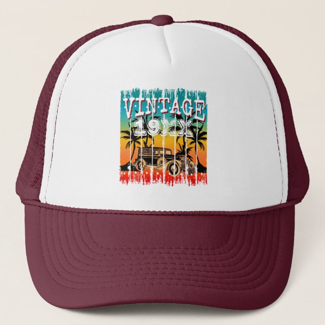 PERSONALIZED VINTAGE YEAR BIRTHDAY GIFT  TRUCKER HAT (Front)
