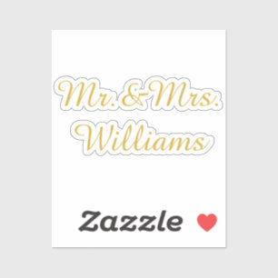 Personalized Vinyl Custom Wedding Sign Gold Name