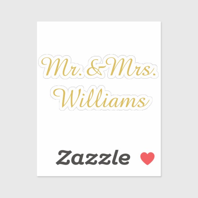 Personalized Vinyl Custom Wedding Sign Gold Name (Sheet)