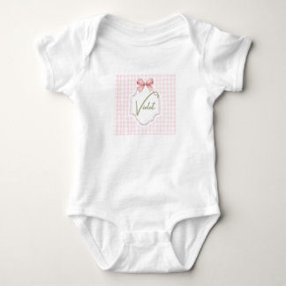 Personalized Violet Baby Girl Nursery Bow&Gingham  Baby Bodysuit