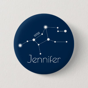 Personalized Virgo Zodiac Constellation 6 Cm Round Badge