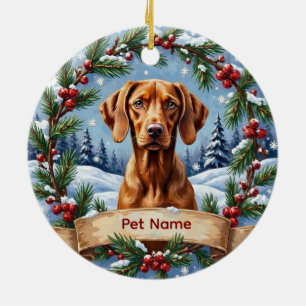 Personalized Vizsla Christmas Ceramic Ornament
