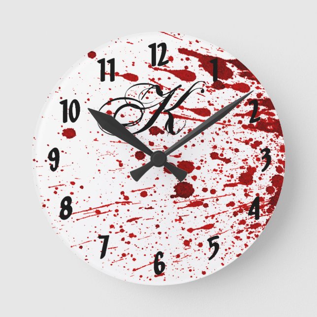 Personalized Wall Clock Blood Splatter Vampire Got (Front)