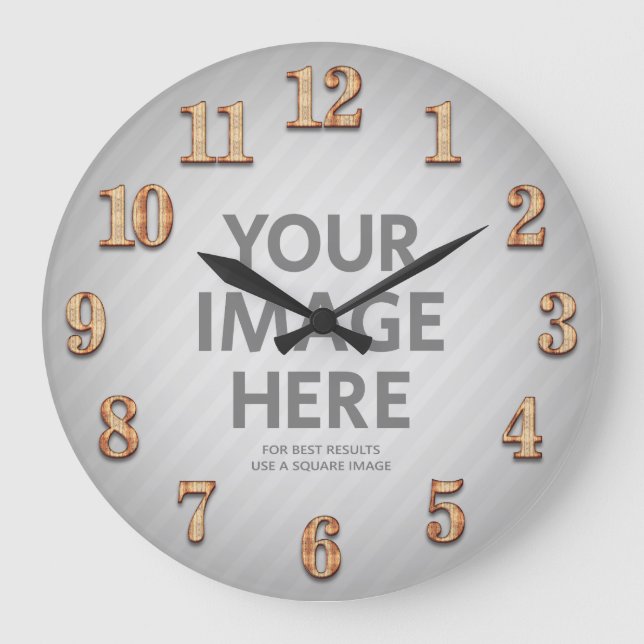 Personalized Wall Clocks Big Wood Numbers Photo (Front)