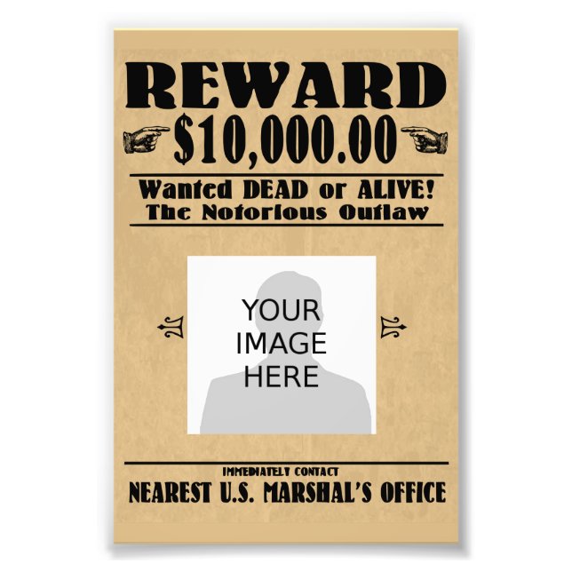 Personalized Wanted Dead or Alive Photo Print (Front)