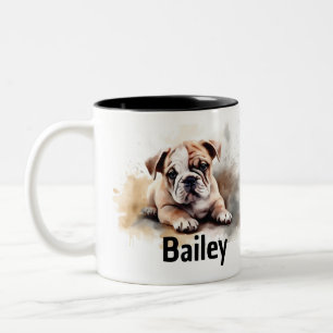 Personalized Watercolor Bulldog Puppy Mug