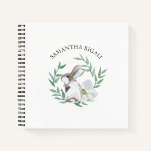 Personalized Watercolor Bunny Rabbit Journal