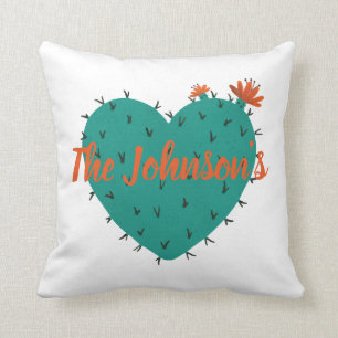Personalized Watercolor Cactus Heart Pillow