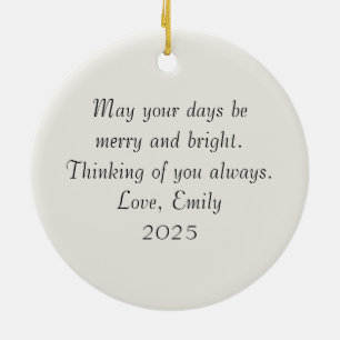 Personalized Watercolor Christmas Ceramic Ornament