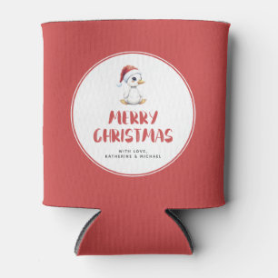Personalized Watercolor Christmas Goose Duck Can Cooler
