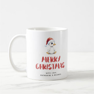 Personalized Watercolor Christmas Goose Duck  Coffee Mug
