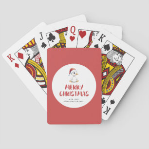 Personalized Watercolor Christmas Goose Duck Playing Cards